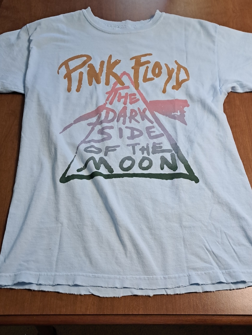Pink Floyd Light Blue Tee with Multicolor Triangle Graphic
